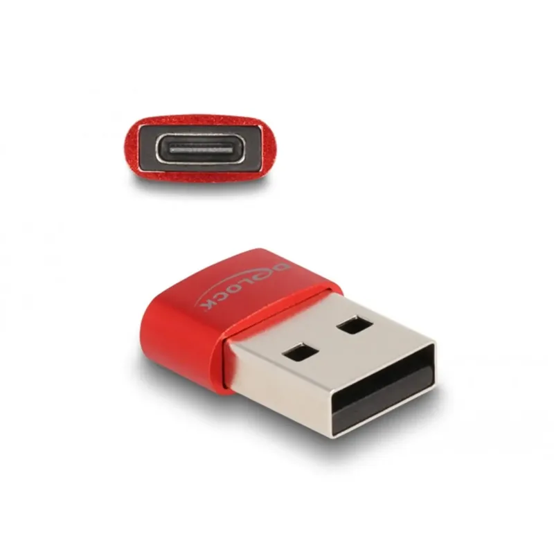 DeLOCK USB 2.0-adapter USB-A hane till USB-C hona, röd
