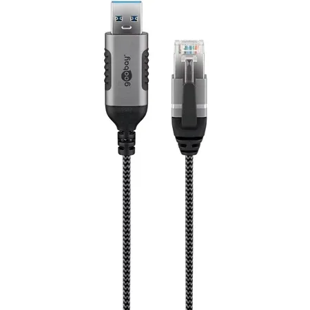 Goobay USB-A 3.0-till-RJ45-nätverkskabel, slim, 7,5 m, svart