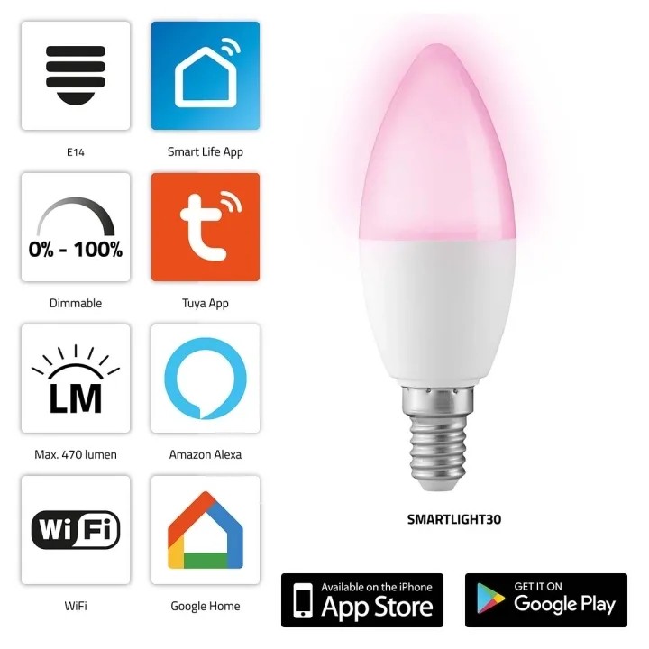 Alecto Smart LED-färglampa med Wi-Fi
