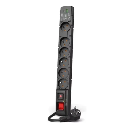 Acar S6 grenuttag USB PD 3.0 QC 6 uttag 1,5 m
