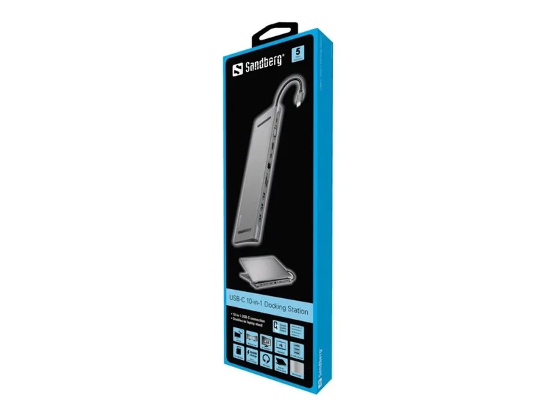 Sandberg USB-C 10-in-1 Docking Station, Alu