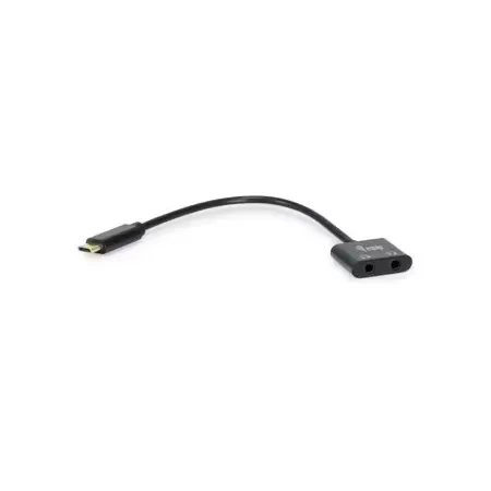 Equip 133469 lydkabel 0,15 m, USB-C till 2 x 3,5 mm, svart