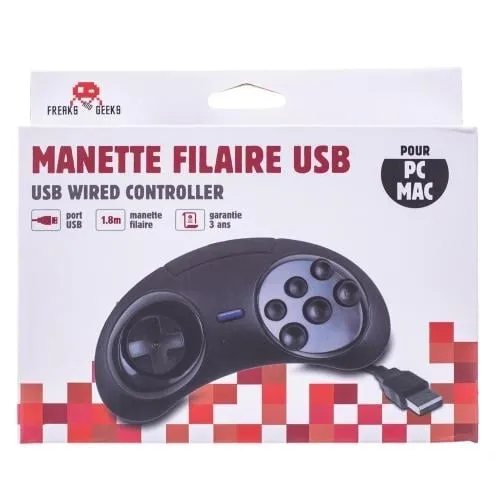 Trade Invaders USB-kontroller med 6 knappar MEGADRIVE-form för PC/MAC