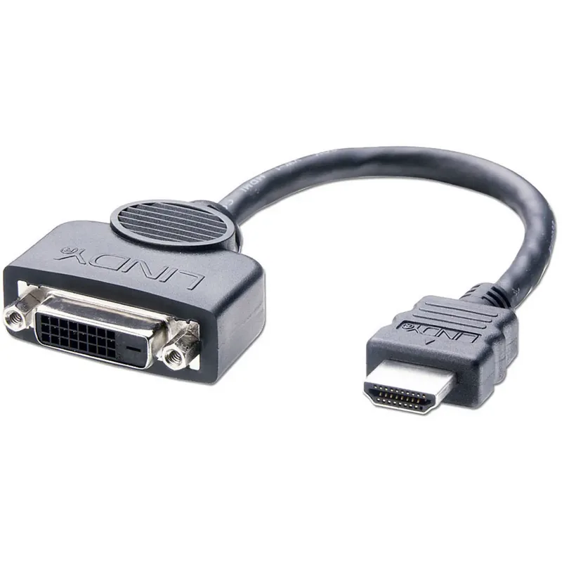 Lindy 41227 videokabel adapter 0,2 m DVI-D HDMI Sort