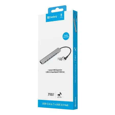 Sandberg USB-C/A till 7 x USB 3.0-hubb
