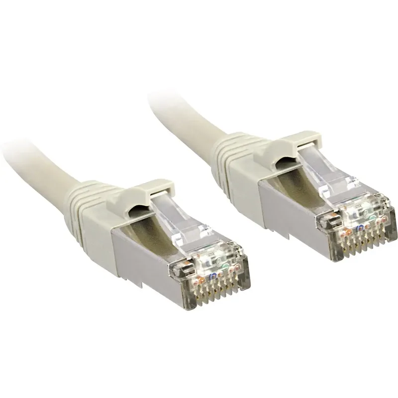 LINDY 45590 RJ45 Nätverkkabel, Patchkabel CAT 6 S/FTP 30.00 m Grå med låsskydd 1 st