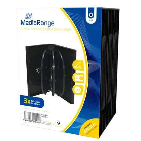 MediaRange BOX35-8 skivfodral för 8 skivor, svart