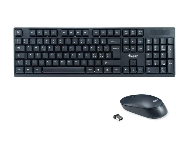Equip 245223, Fullstor (100 %), Trådlös, RF Trådlös, QWERTY, Svart, Mus inkluderad