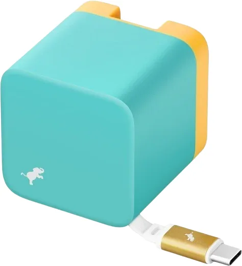 Nimble Wally Stretch 65 W-väggladdare med inbyggd kabel, Turkos