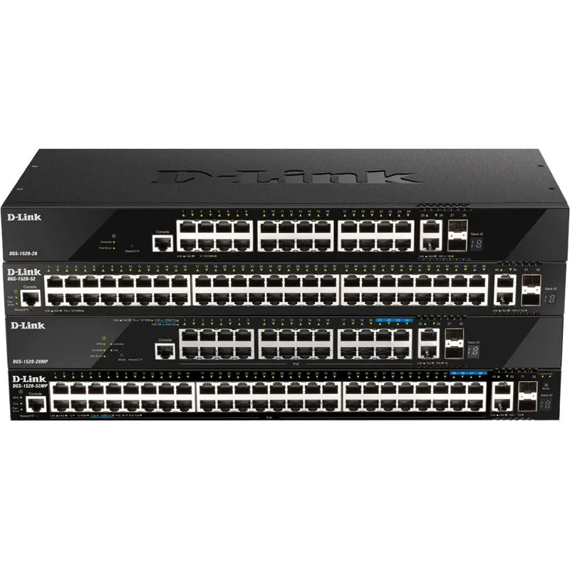 D-Link DGS-1520-28/E omkopplare 24xGbE 2x10GbE 2xSFP+