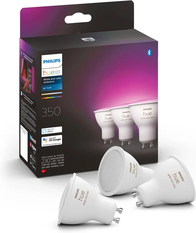 Philips Hue White Ambiance GU10 LED Spot förlängning, dimbar, alla vitnyanser, kontrollerbar via app, kompatibel med Amazon Alexa (Echo, Echo Dot)