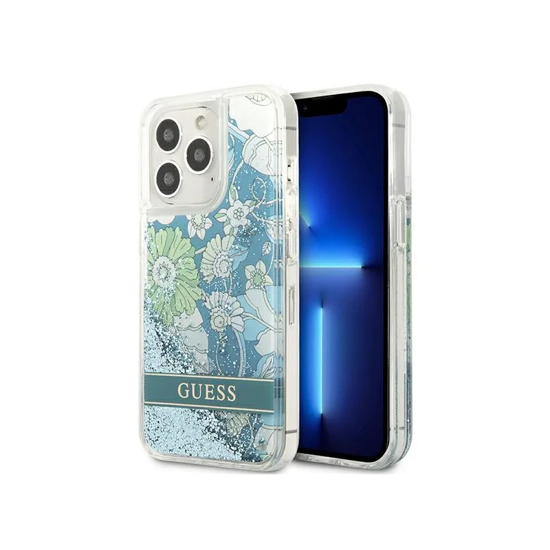 Guess iPhone 13 Pro Max Skal Flower Liquid Glitter