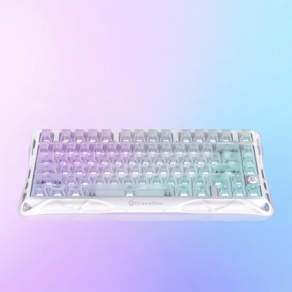 GravaStar Mercury K1 Lite QWERTZ 75 % speltangentbord Crystal Aurora