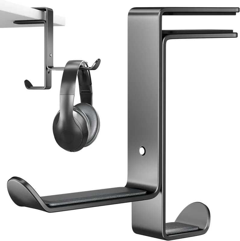 Aluminiumlegering hörlursstativ hållare metall hängande hylla headset visningsfäste (svart)