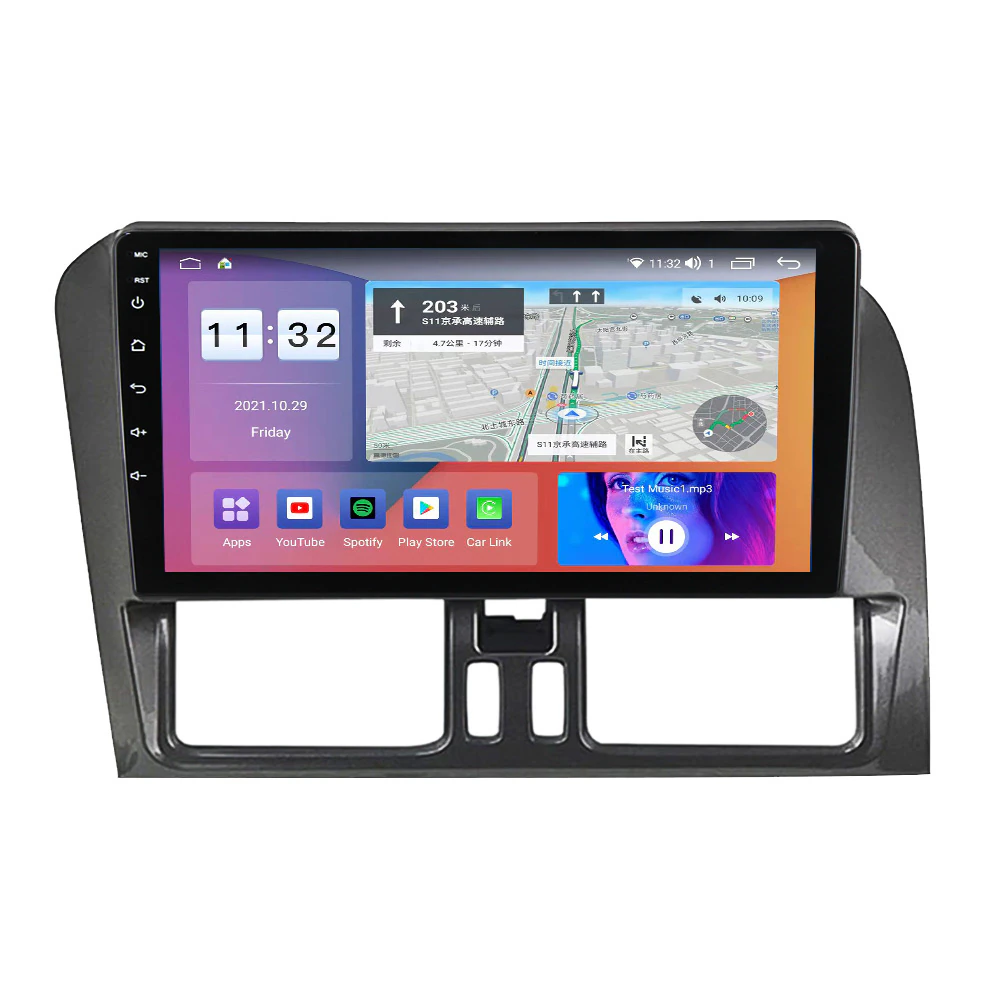 Android 15 Dubbel-Din Bilradio för Volvo XC60 2008-2017, Trådlös Carplay Android Auto Bluetooth GPS Navi WiFi FM RDS Backkamera,8 Core 4G+Wifi 4G+64G