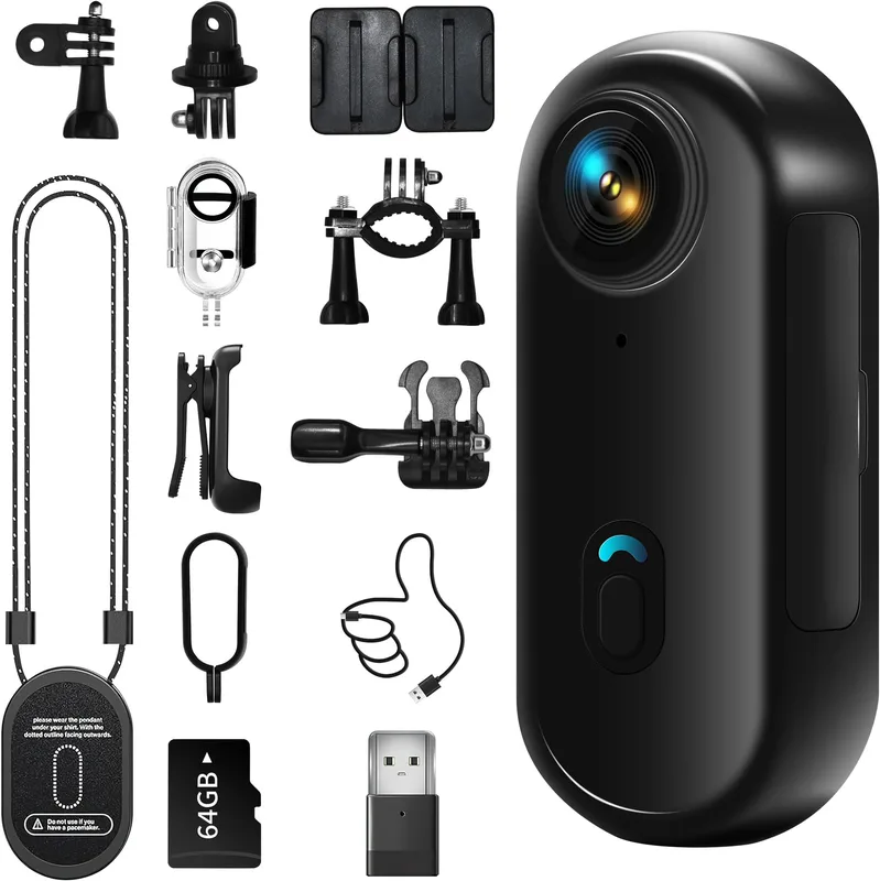 Actionkamera Mini Body Loop Recording Action Cam Back Clip Fickkamera Night Vision Video Record
