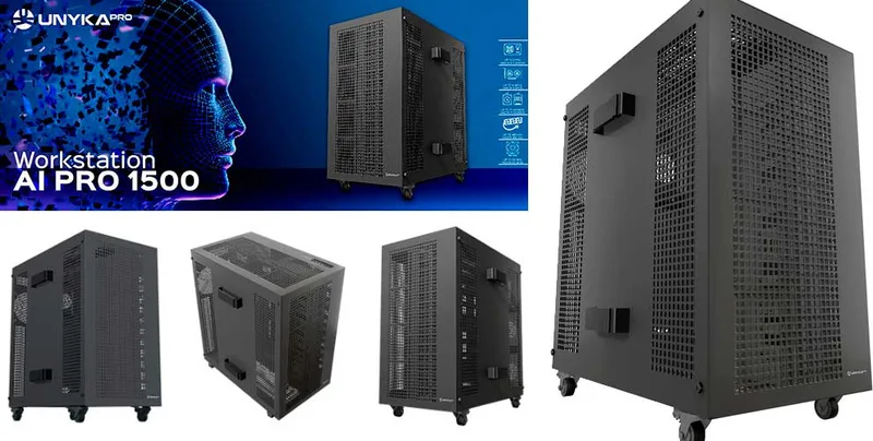 UNYKAch E-ATX Workstation AI Pro 1500-kabinett med dubbla processorer och två strömkällor
