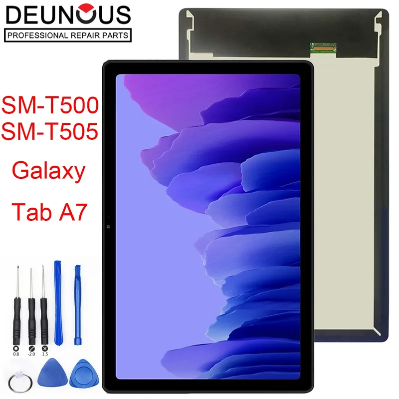 Kompatibel for Samsung, Galaxy Tab A7 10.4 (2020) SM-T500 T505 T500 LCD-skärm Touch Sensor Glas Skärm Digitizer Montering Reservdelar(T500 Black)