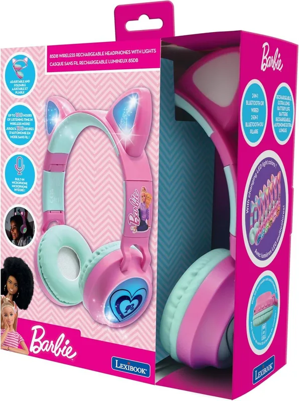 Lexibook - Mattel Barbie - 2-i-1 trådlösa hörlurar