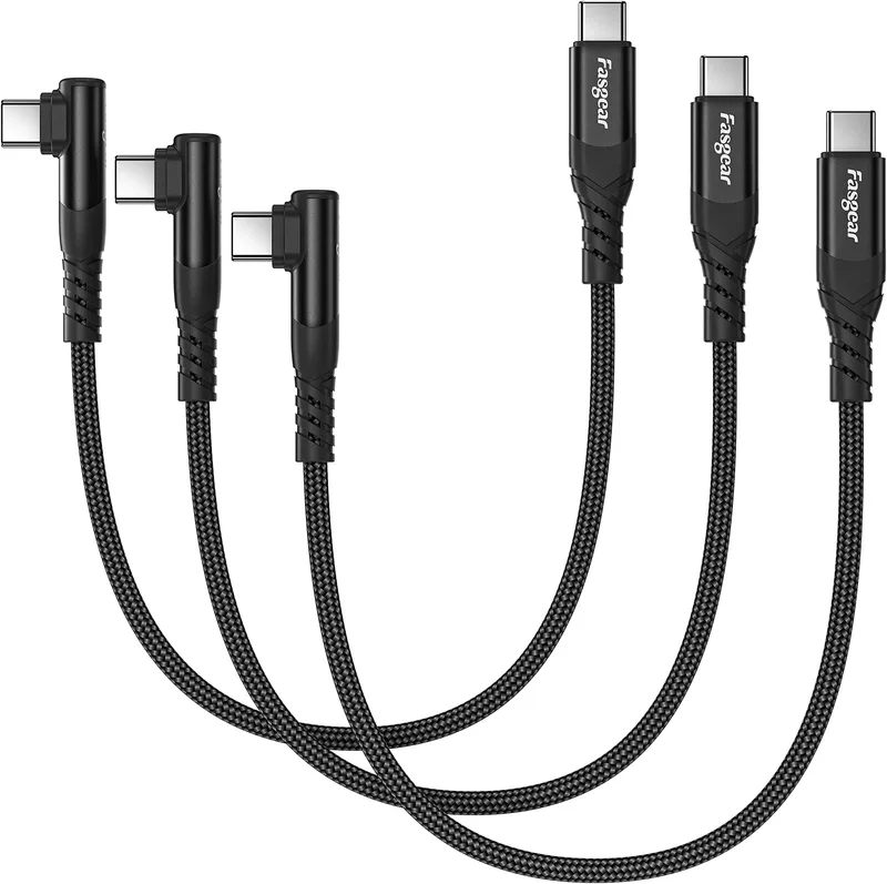 Short USB C Cable 30cm 3 Pack, 0.3m usb c laddkabel kompatibel med iPhone 16 15, Galaxy S25 S24 S9, Power Bank och andra Type-C-enheter