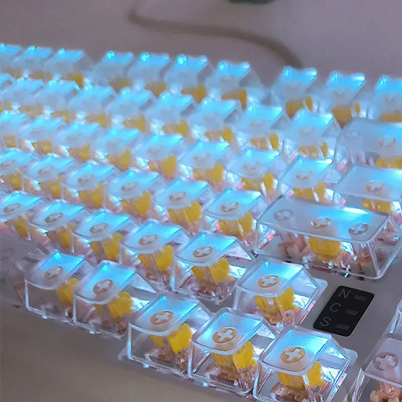 132 OEM-profil Crystal Clear Keycaps för mekaniska tangentbord MX-omkopplare