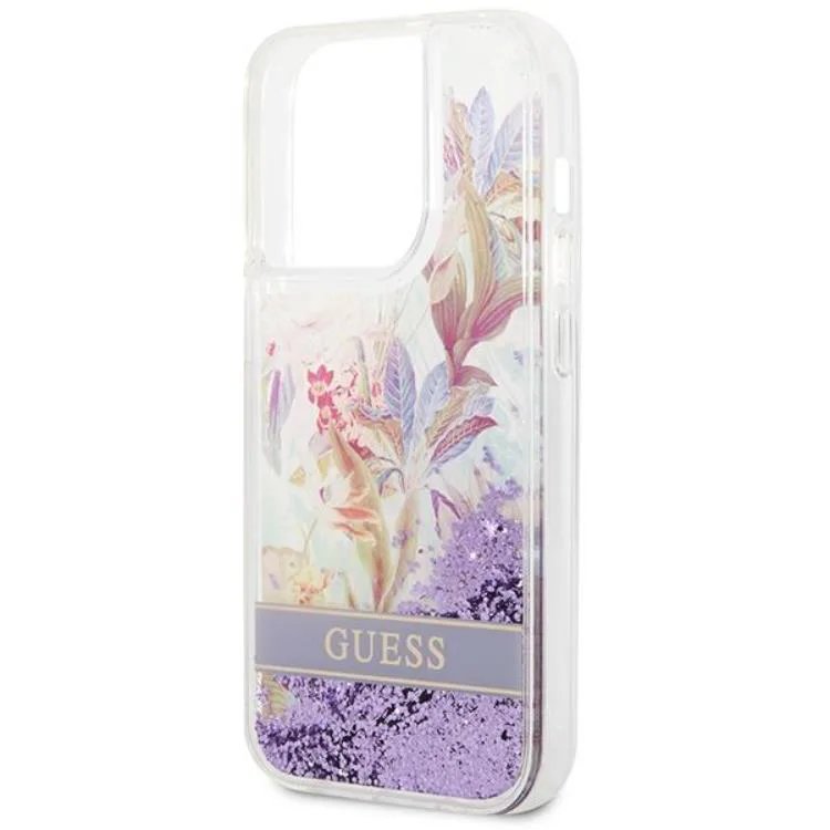 Guess iPhone 14 Pro Max Skal Flower Liquid Glitter