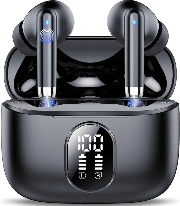 Denash Bluetooth-Hörlurar, Trådlösa Hörlurar med AI-brusreducerande Pekkontroll Dual Mode Switching, med Laddningsfodral Av Typ C, för IOS HarmonyOS S