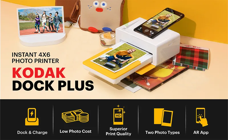 KODAK Dock Plus PD460 med fotopapper och tillbehör