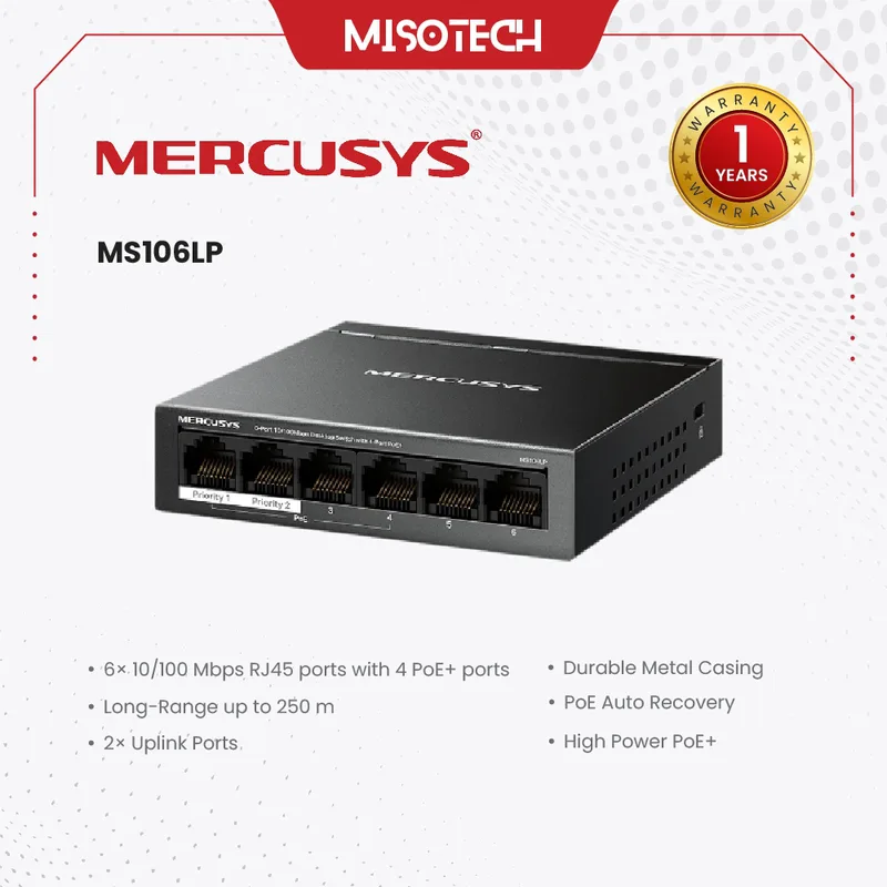 MERCUSYS MS106LP TP-Link PoE-switch