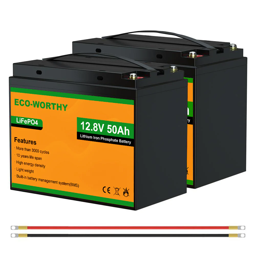 ECO-WORTHY LiFePO4 batteri 12 V 50 Ah Bluetooth