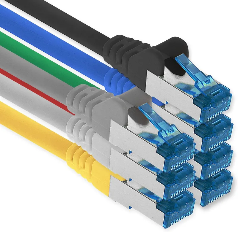 1aTTack.de 5 x 2 m CAT6-patchkabel S/FTP PIMF skärmad CAT.6 RJ45 nätverkskabel