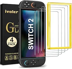 ivoler 4-pack skyddsglas kompatibelt för Nintendo Switch 2, skärmskydd