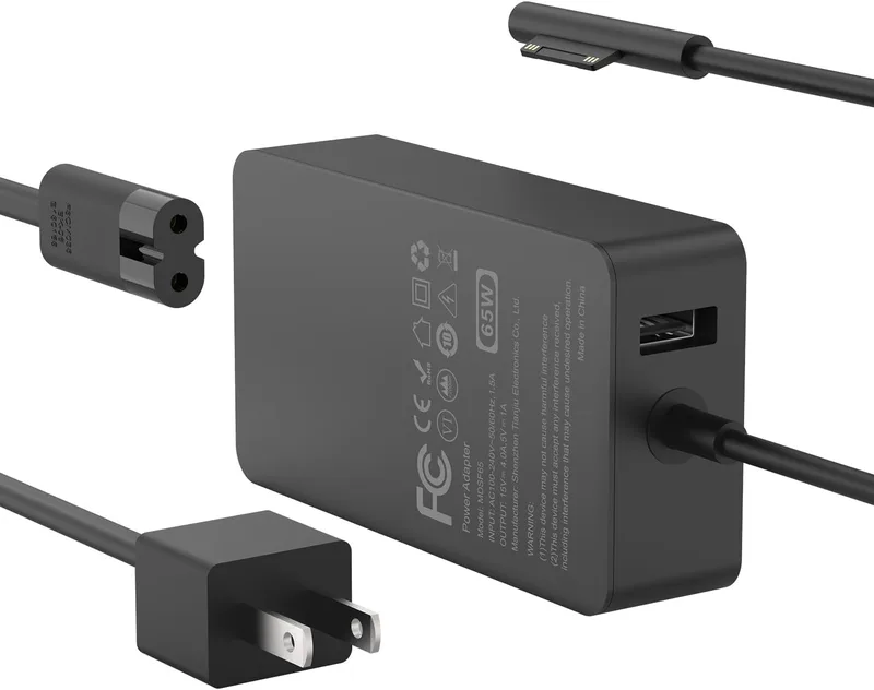 65 W laddare, kompatibel med Microsoft Surface 10, 9, 8, 7+, 7, 6, 5, 4, 3, X, Windows 6, 5, 4, 3, 2, 1, Tablet Go, Book 3, 2, 1, 44W, 36W