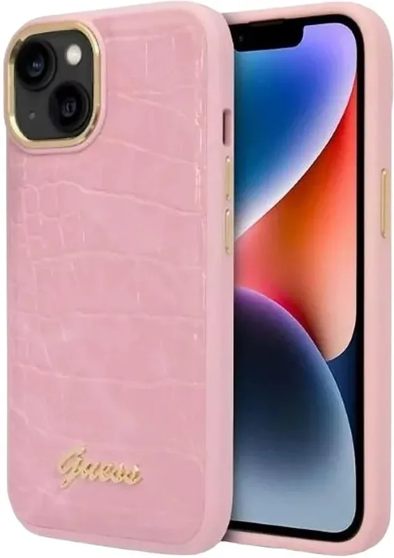 Guess iPhone 14 Plus Skal Croco Rosa