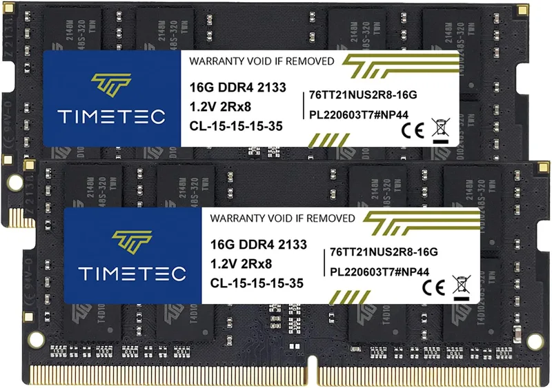 Timetec 32GB (2x16GB) DDR4 2133MHz PC4-17000 Icke-ECC, obuffrad 1,2V CL15 2Rx8 Dual Rank 288-stifts UDIMM Stationär dator RAM-minnesuppgraderingsmodul