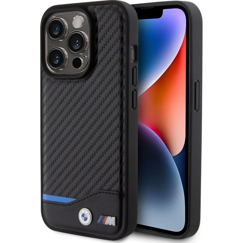BMW Mobilskal till iPhone 15 Pro Läder Carbon