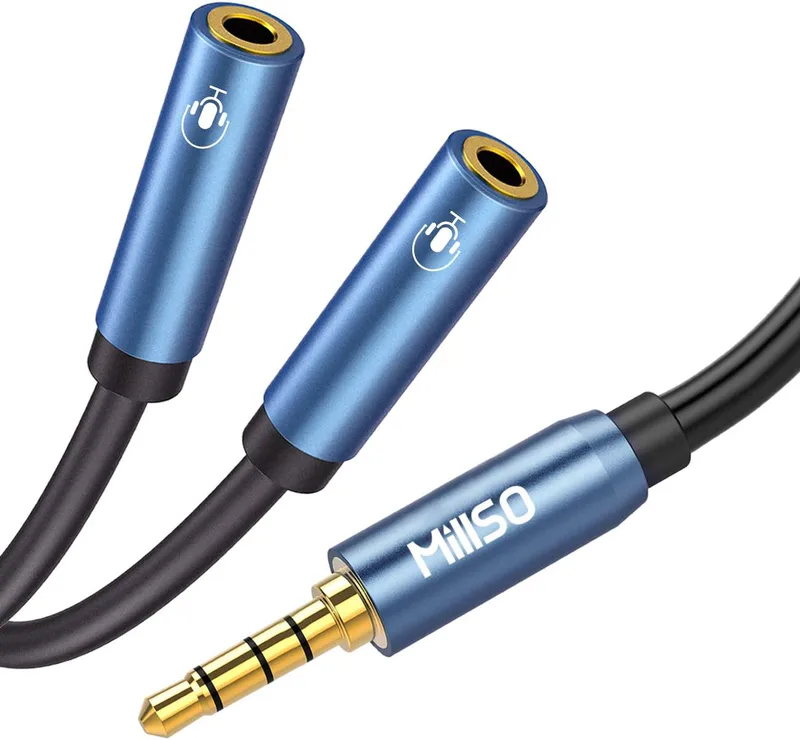 MillSO hörlursadapter splitter 3,5 mm ljudjack Y-kabel