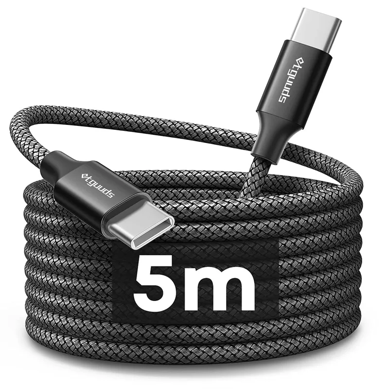 ZIKNYDO Lång kabel USB C till USB C 5m