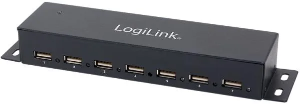 LogiLink UA0148 USB 2.0 HUB 7-port, inkl. strömskärm, fullmetallhölje