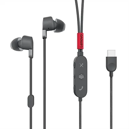 Lenovo – 300 trådbundna USB-C-hörlurar – in-line-mikrofon