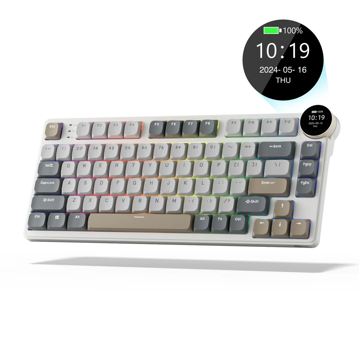RK ROYAL KLUDGE N80 mekaniskt tangentbord med smart skärm