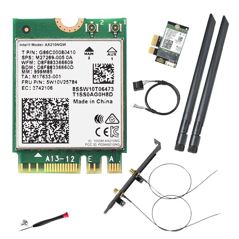 Binardat WiFi 6E-kort M.2 AX210NGW WiFi-nätverksadapter