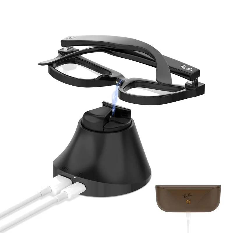 Laddningsställ för Meta Smart Glasses, Snabbladdningsdocka med LED-indikator, Bärbar Bordsladdare för RW4008 RW4006 RW4010 RW4009 XY2140 (Vit)
