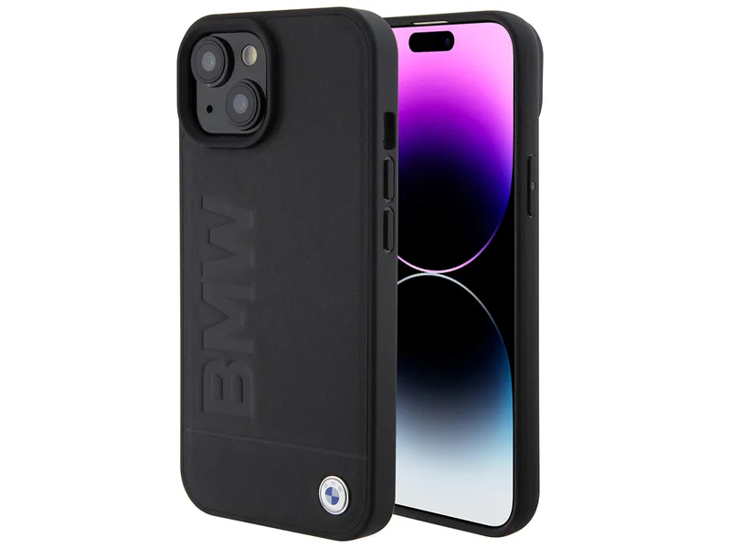 BMW Mobilskal till iPhone 15 Läder Hot Stamp