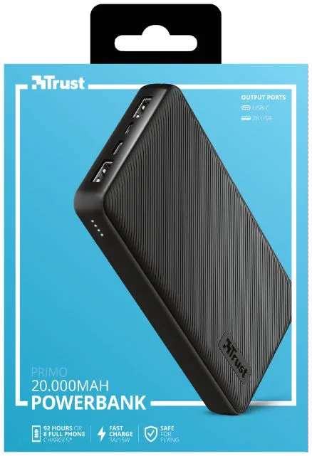 Trust Primo 20,000 mAh powerbank (svart)