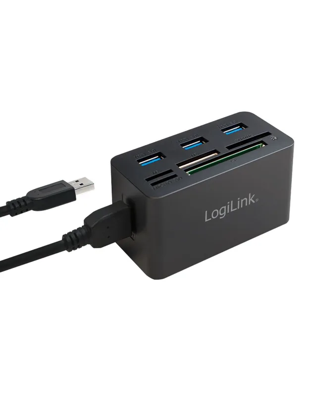 LogiLink CR0042 USB 3.0 Hub med Allt-i-ett-kortläsare, Svart