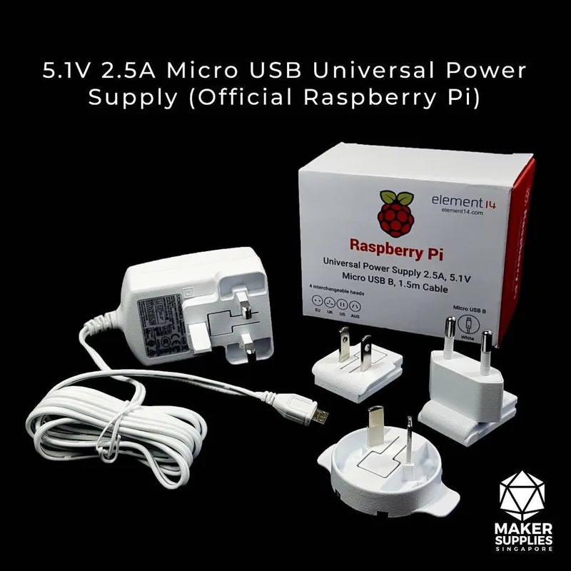 Nätadapter Raspberry Pi 3 International 5,1V/2,5A USB Micro PSU