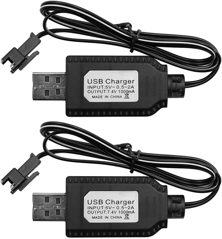 DollaTek 2PCS RC Billaddare 7,4 V Lipo Laddare med SM-2P-port för 1/10 RC Bil SCX24 Splatter Ball Gun FPV Drone Crawler Quadcopter