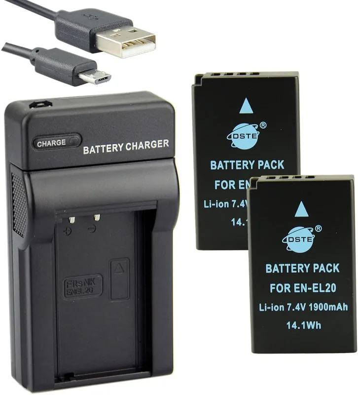 DSTE 2PCS EN-EL20 EN-EL20a (1900mAh/7.4V)