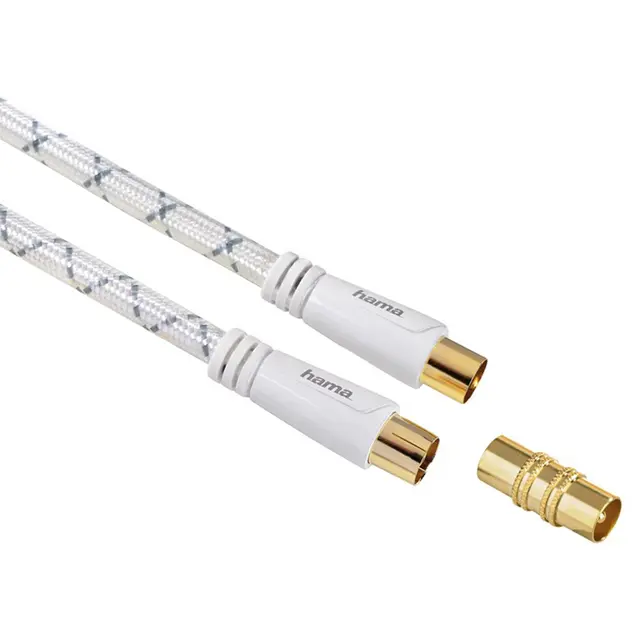Hama Antennkabel koax 3 m lång 120 dB (koaxkontakt – koppling, koaxialkabel HD TV, 8K, för anslutning av antennuttag till TV eller mottagare, metallhö